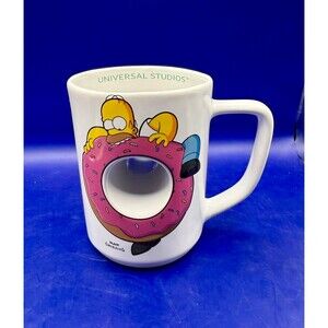 The Simpsons Homer Donut Hole Mug Universal Studios 2012 Mmm Carbs!